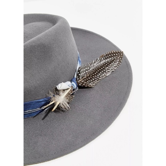New Wyeth Amelia Wool Felt Hat in Grey Blue Feather Trim main image 4